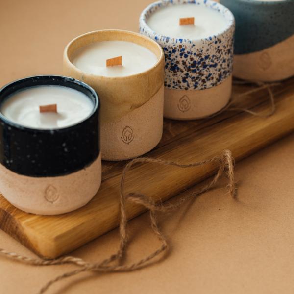 Handmade Ceramic Candle Set - 4 pcs.